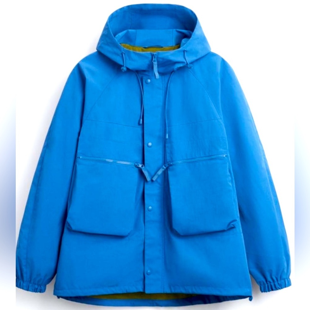 Zara Men’s Technical Hooded Jacket Blue Lined New without Tag Size XL